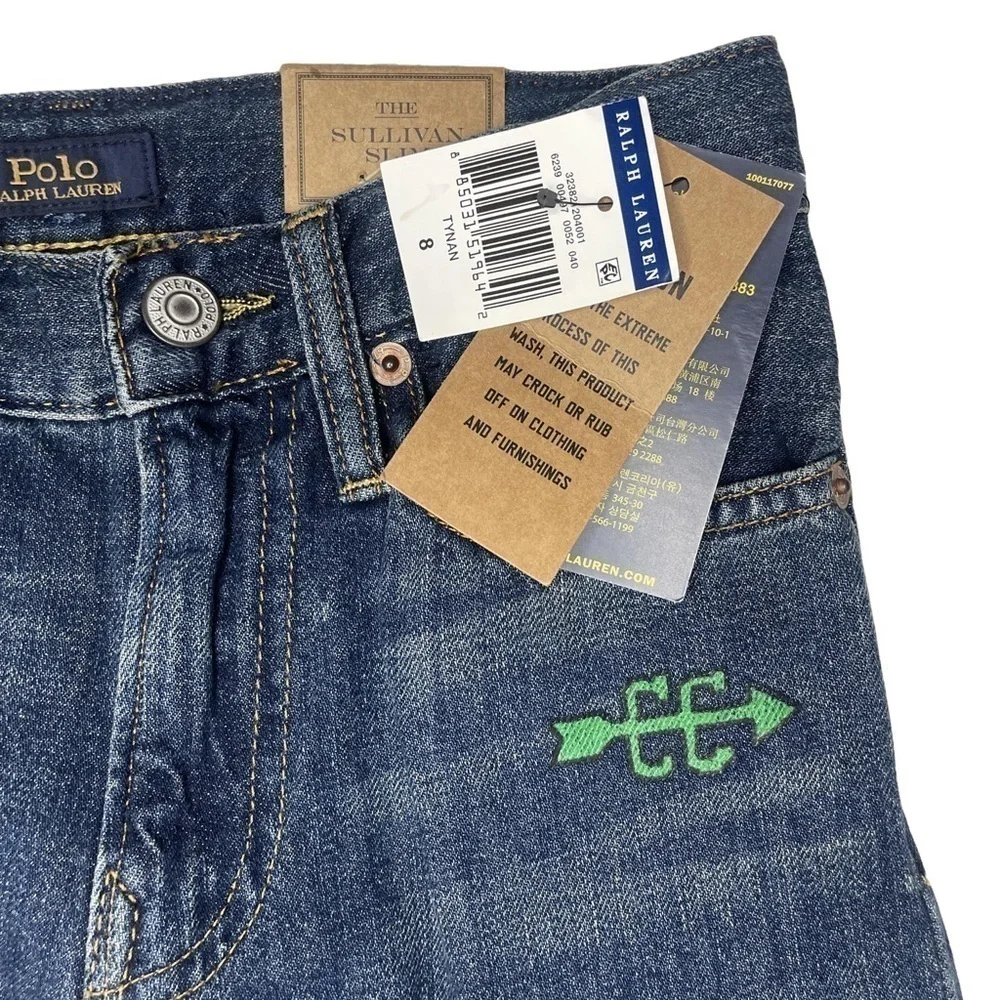 NEW! Polo Ralph Lauren Tynan Sullivan Slim Graffiti Patch Jeans BOYS 8
